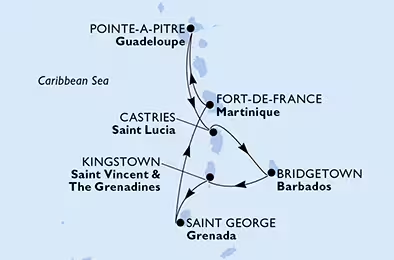 Martinique Southern Caribbean map